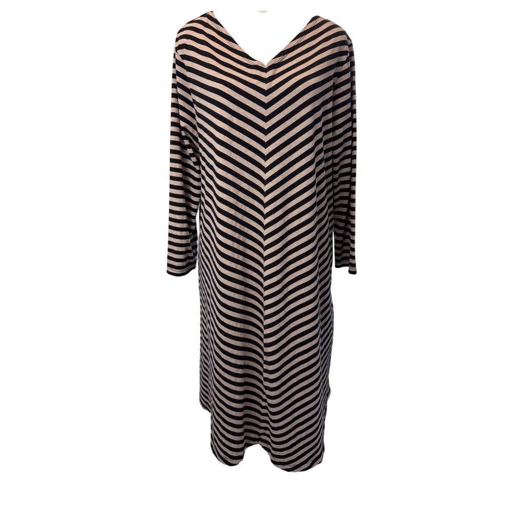 Gudrun Sjoden Striped VNeck Midi Dress XL Black Organic‎ Cotton Oversized Jersey